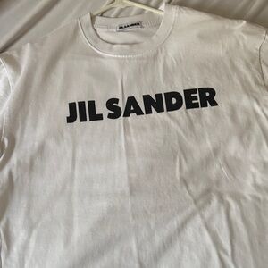 Jil Sander White Tee with Black Logo